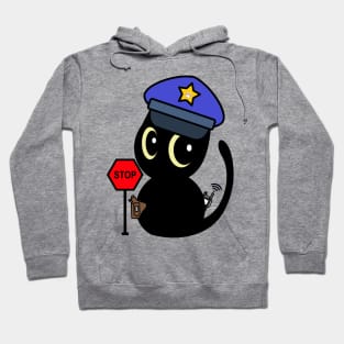 Funny Black Cat Policeman Hoodie